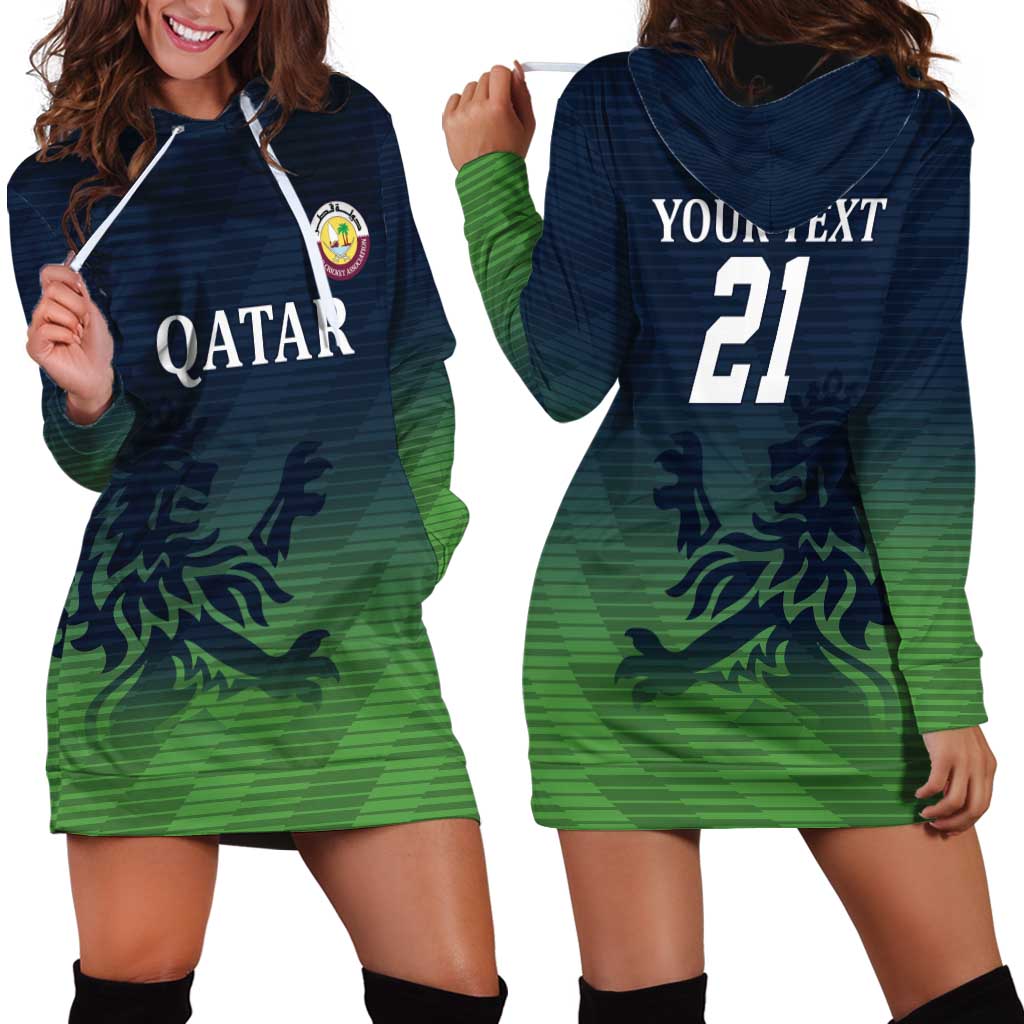 Custom Qatar Cricket Hoodie Dress Green Sporty Pattern - Wonder Print Shop