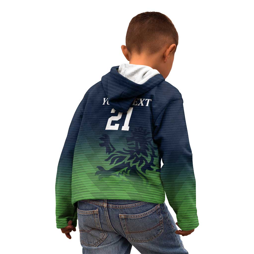 Custom Qatar Cricket Kid Hoodie Green Sporty Pattern - Wonder Print Shop