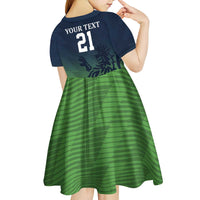 Custom Qatar Cricket Kid Short Sleeve Dress Green Sporty Pattern - Wonder Print Shop