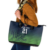 Custom Qatar Cricket Leather Tote Bag Green Sporty Pattern - Wonder Print Shop
