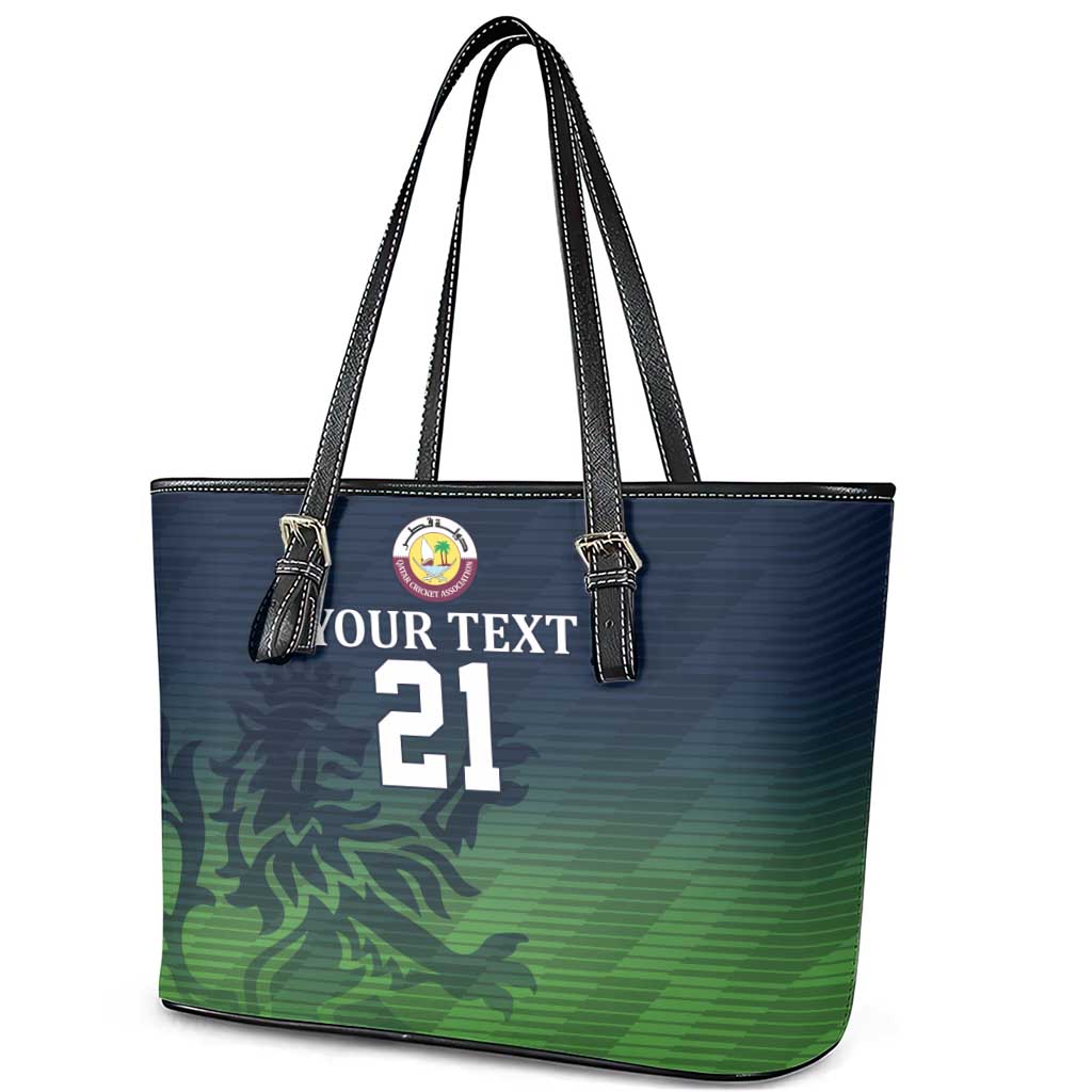 Custom Qatar Cricket Leather Tote Bag Green Sporty Pattern - Wonder Print Shop