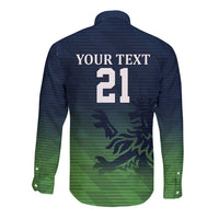Custom Qatar Cricket Long Sleeve Button Shirt Green Sporty Pattern - Wonder Print Shop