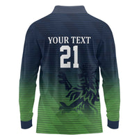 Custom Qatar Cricket Long Sleeve Polo Shirt Green Sporty Pattern - Wonder Print Shop