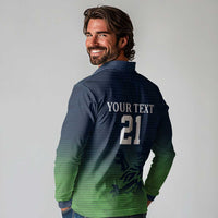 Custom Qatar Cricket Long Sleeve Polo Shirt Green Sporty Pattern - Wonder Print Shop