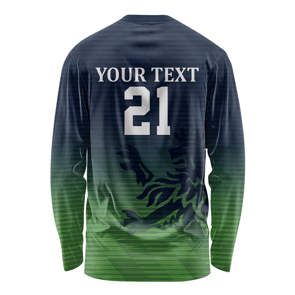 Custom Qatar Cricket Long Sleeve Shirt Green Sporty Pattern - Wonder Print Shop