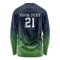 Custom Qatar Cricket Long Sleeve Shirt Green Sporty Pattern - Wonder Print Shop