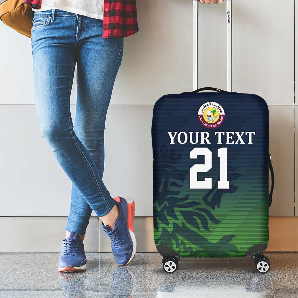 Custom Qatar Cricket Luggage Cover Green Sporty Pattern - Wonder Print Shop