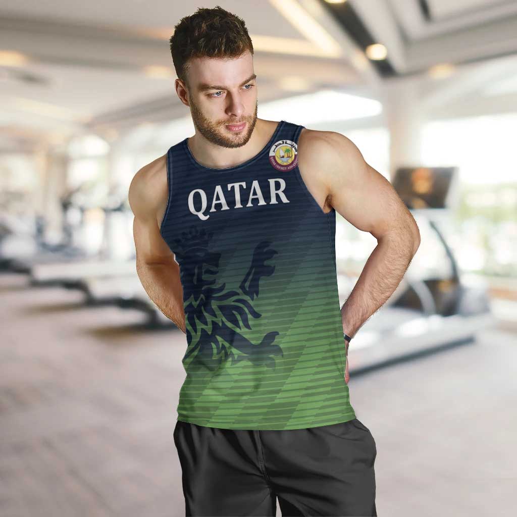 Custom Qatar Cricket Men Tank Top Green Sporty Pattern - Wonder Print Shop