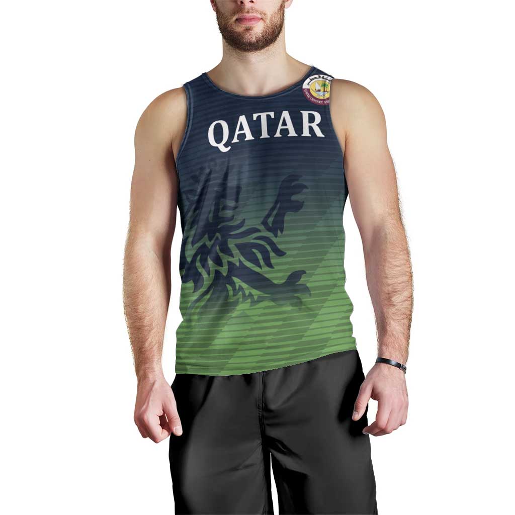 Custom Qatar Cricket Men Tank Top Green Sporty Pattern - Wonder Print Shop