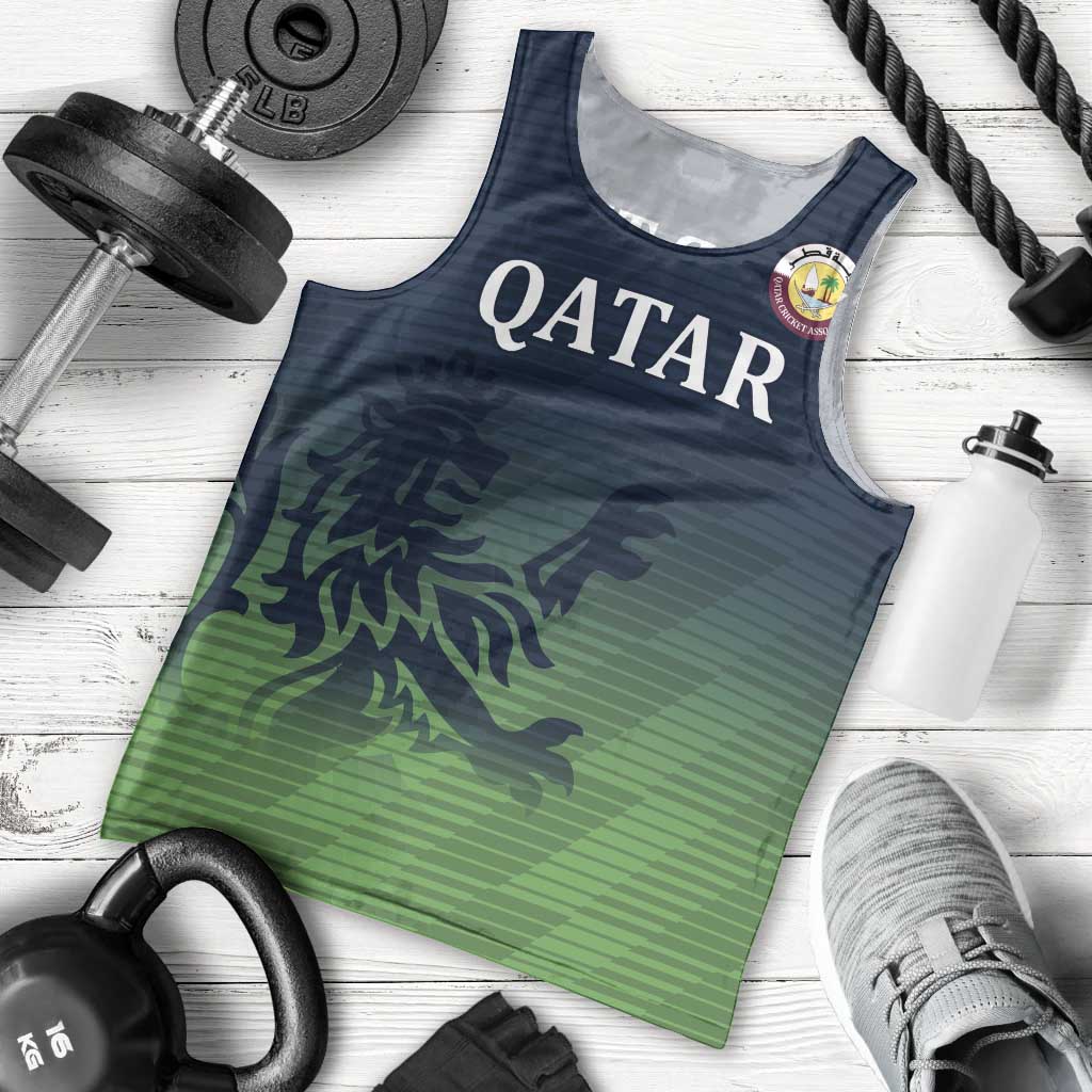 Custom Qatar Cricket Men Tank Top Green Sporty Pattern - Wonder Print Shop