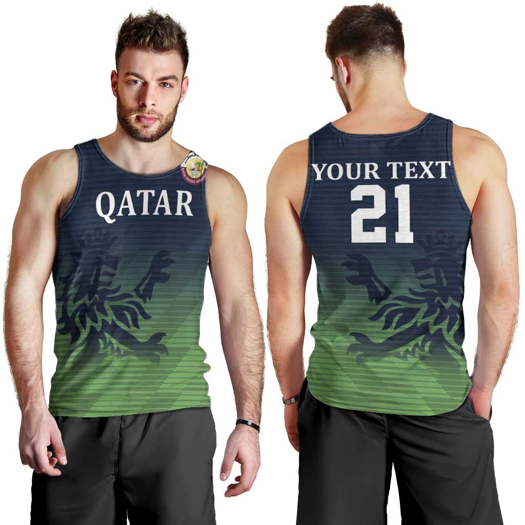 Custom Qatar Cricket Men Tank Top Green Sporty Pattern - Wonder Print Shop
