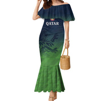 Custom Qatar Cricket Mermaid Dress Green Sporty Pattern - Wonder Print Shop