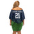 Custom Qatar Cricket Off Shoulder Short Dress Green Sporty Pattern - Wonder Print Shop