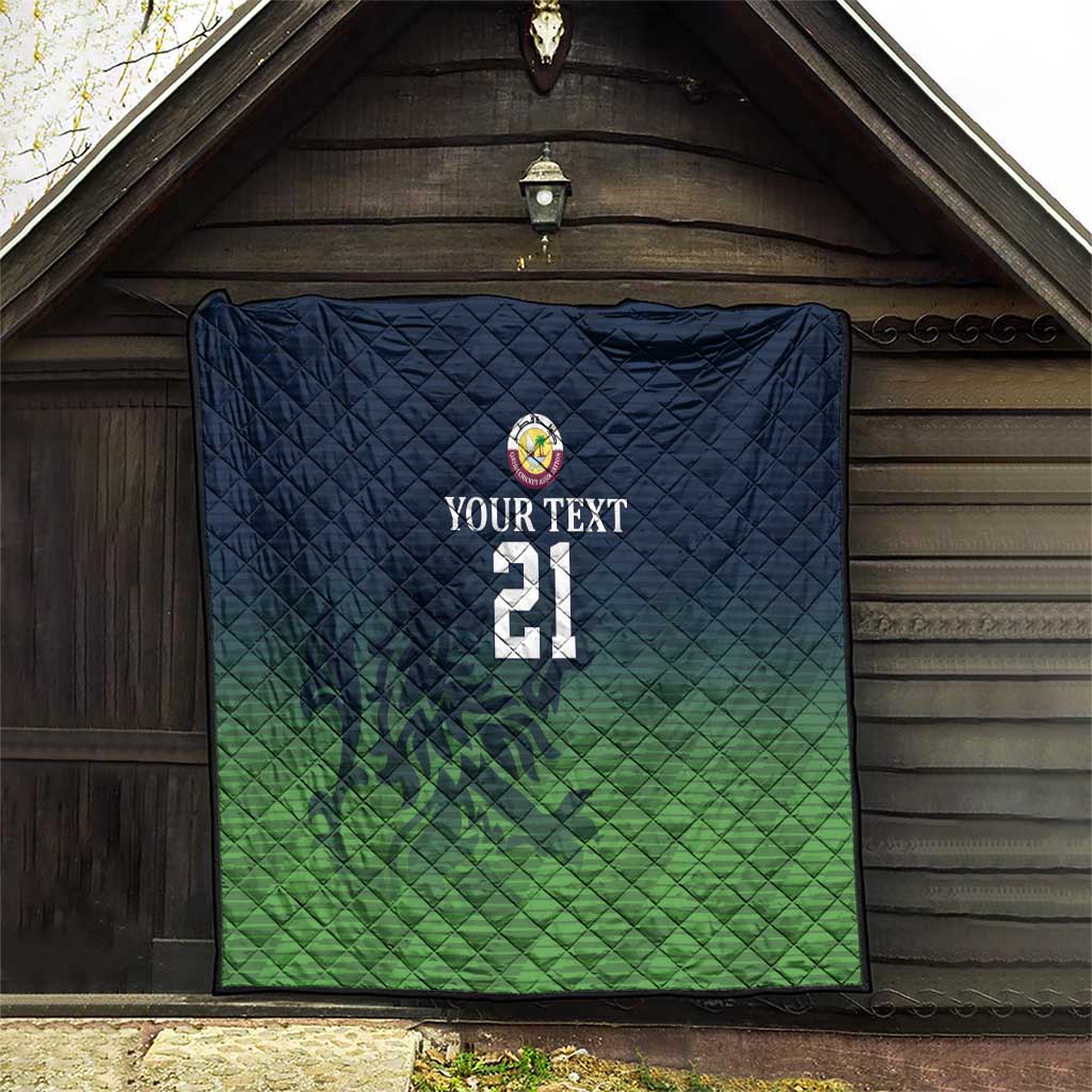 Custom Qatar Cricket Quilt Green Sporty Pattern - Wonder Print Shop