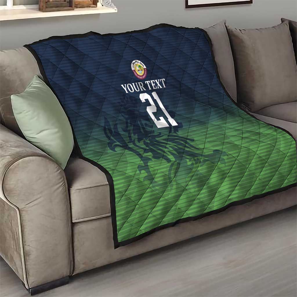 Custom Qatar Cricket Quilt Green Sporty Pattern - Wonder Print Shop