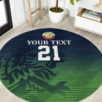 Custom Qatar Cricket Round Carpet Green Sporty Pattern