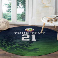Custom Qatar Cricket Round Carpet Green Sporty Pattern
