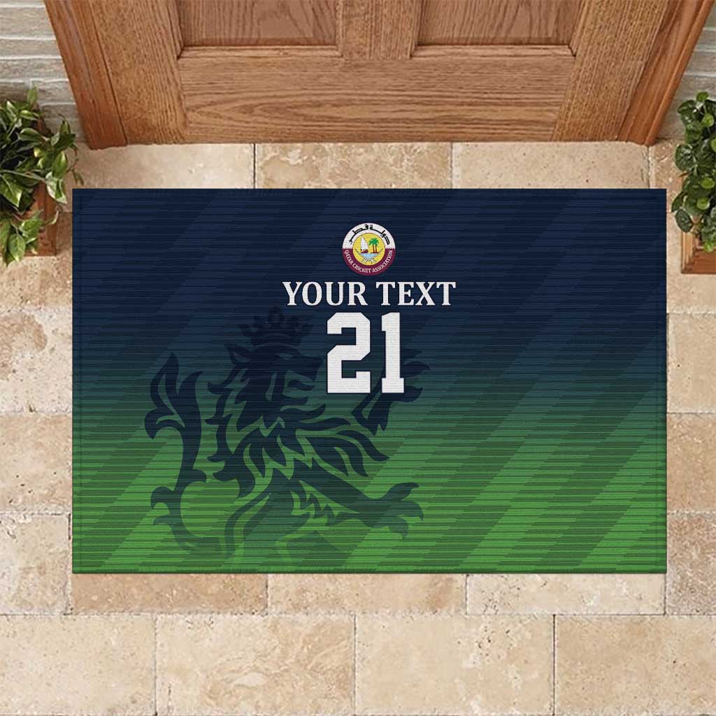 Custom Qatar Cricket Rubber Doormat Green Sporty Pattern - Wonder Print Shop