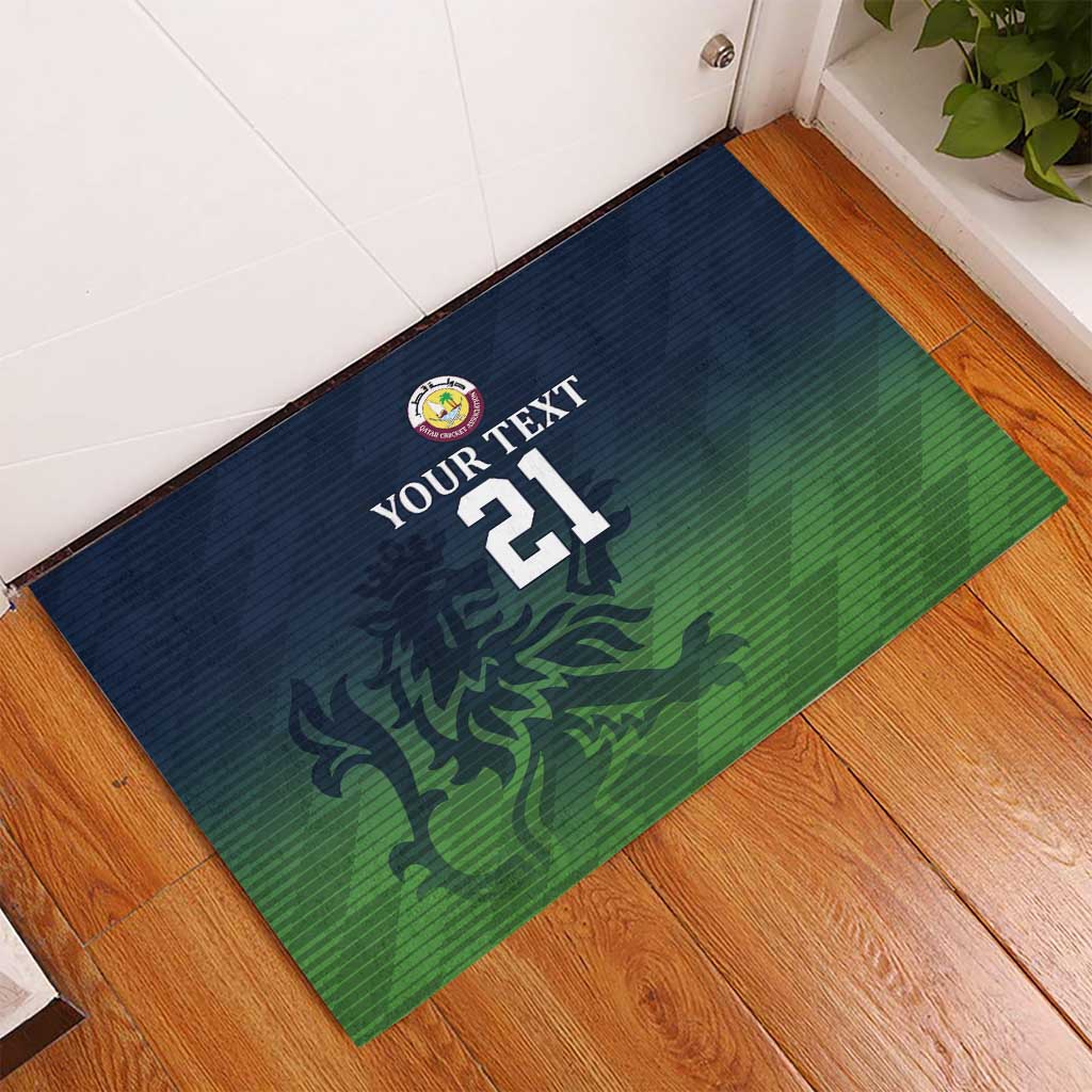 Custom Qatar Cricket Rubber Doormat Green Sporty Pattern - Wonder Print Shop