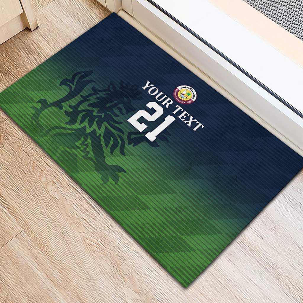 Custom Qatar Cricket Rubber Doormat Green Sporty Pattern - Wonder Print Shop