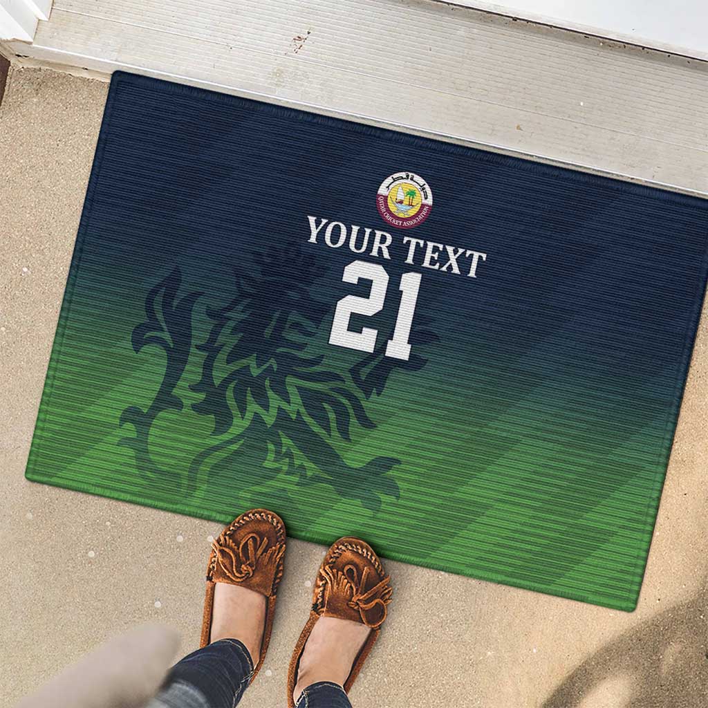 Custom Qatar Cricket Rubber Doormat Green Sporty Pattern - Wonder Print Shop