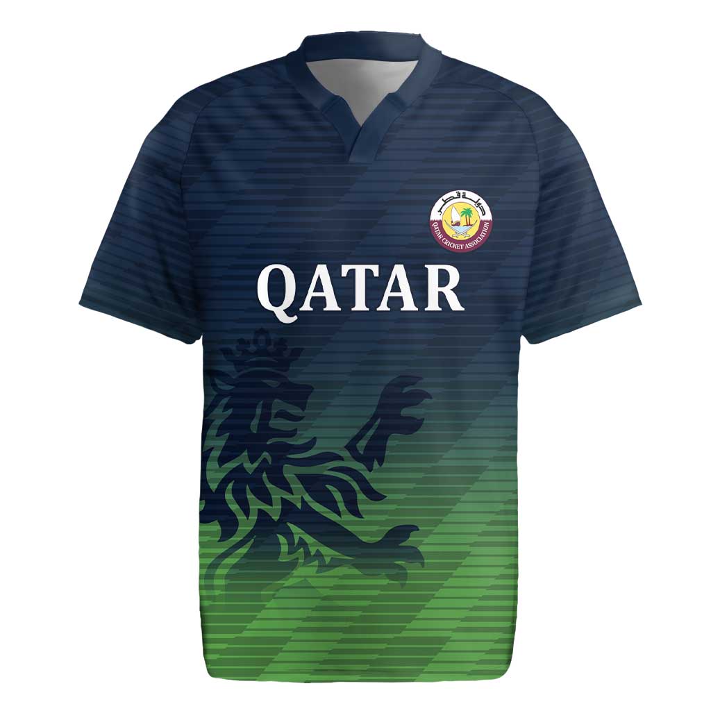 Custom Qatar Cricket Rugby Jersey Green Sporty Pattern - Wonder Print Shop