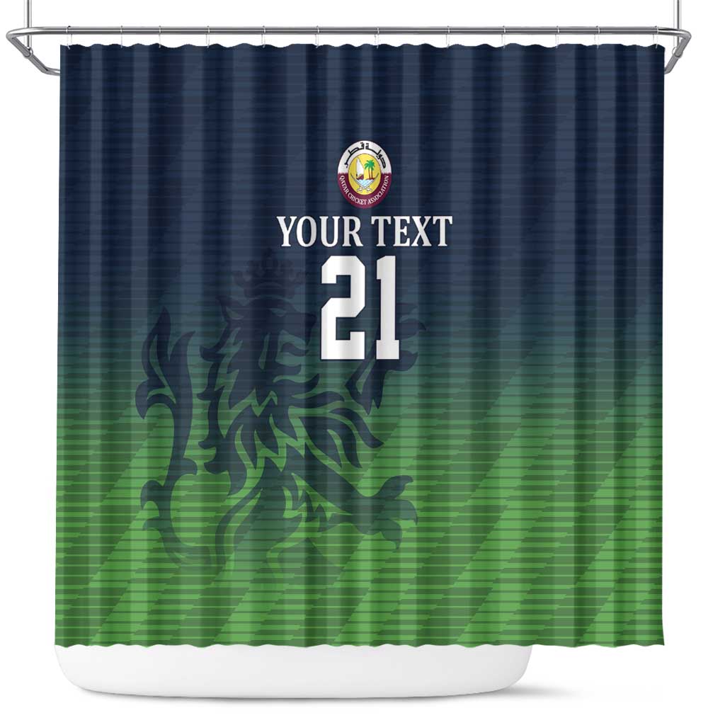 Custom Qatar Cricket Shower Curtain Green Sporty Pattern