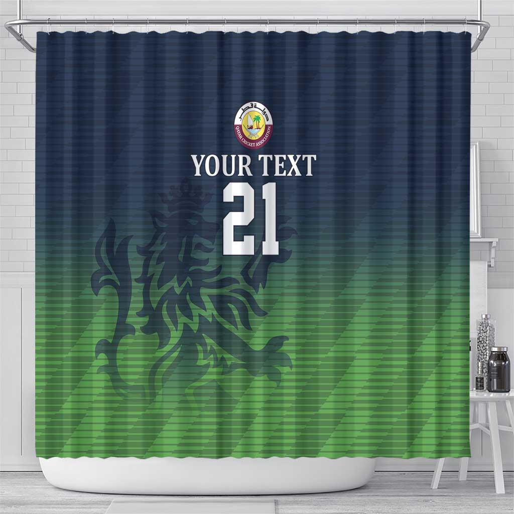 Custom Qatar Cricket Shower Curtain Green Sporty Pattern