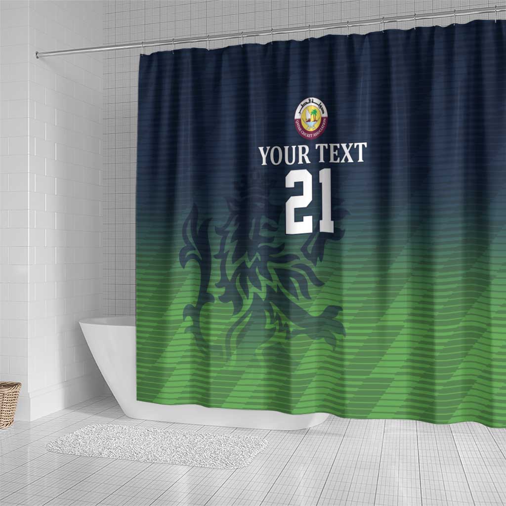 Custom Qatar Cricket Shower Curtain Green Sporty Pattern