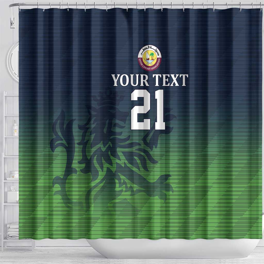 Custom Qatar Cricket Shower Curtain Green Sporty Pattern
