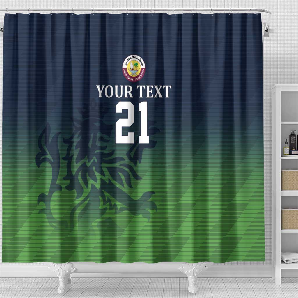 Custom Qatar Cricket Shower Curtain Green Sporty Pattern