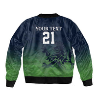 Custom Qatar Cricket Sleeve Zip Bomber Jacket Green Sporty Pattern - Wonder Print Shop