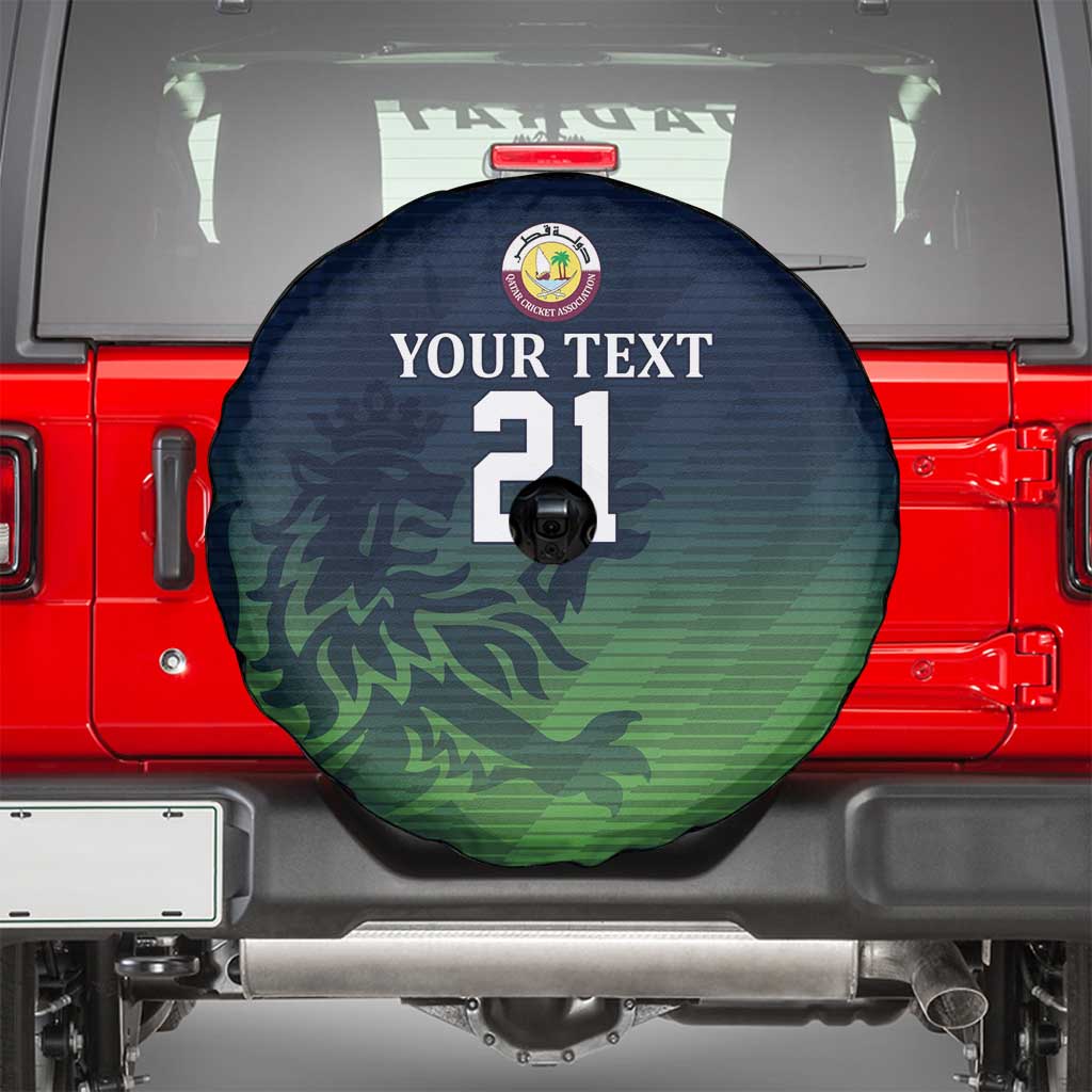 Custom Qatar Cricket Spare Tire Cover Green Sporty Pattern - Wonder Print Shop
