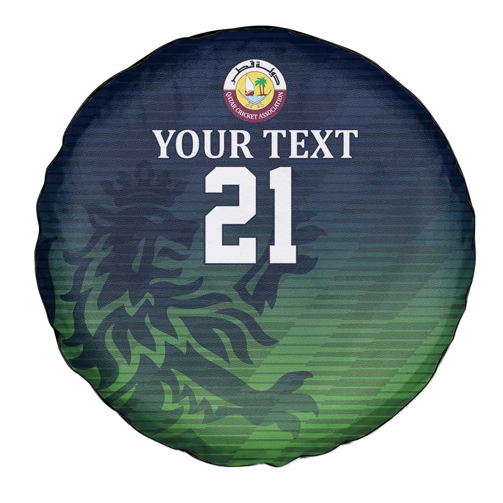 Custom Qatar Cricket Spare Tire Cover Green Sporty Pattern - Wonder Print Shop