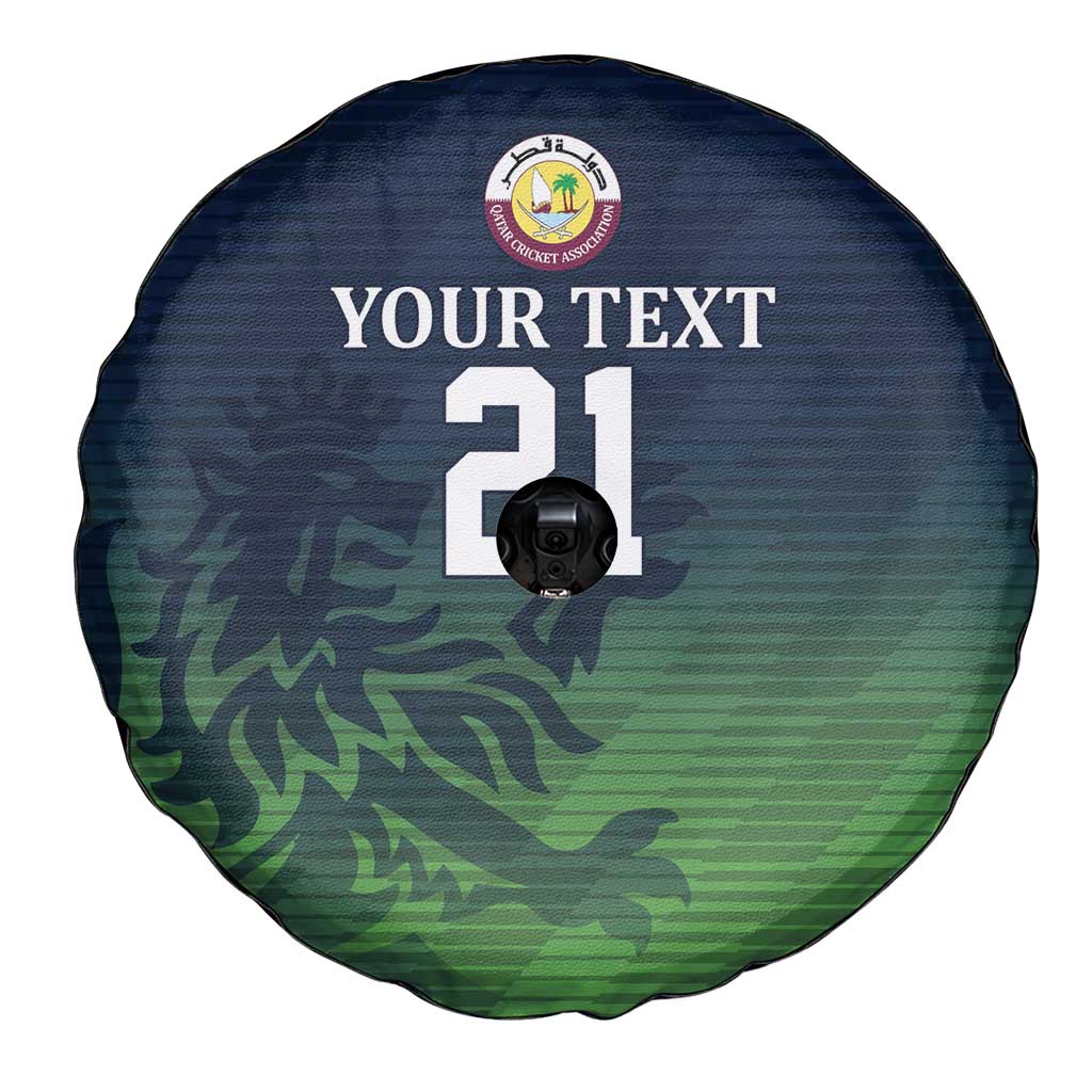 Custom Qatar Cricket Spare Tire Cover Green Sporty Pattern - Wonder Print Shop