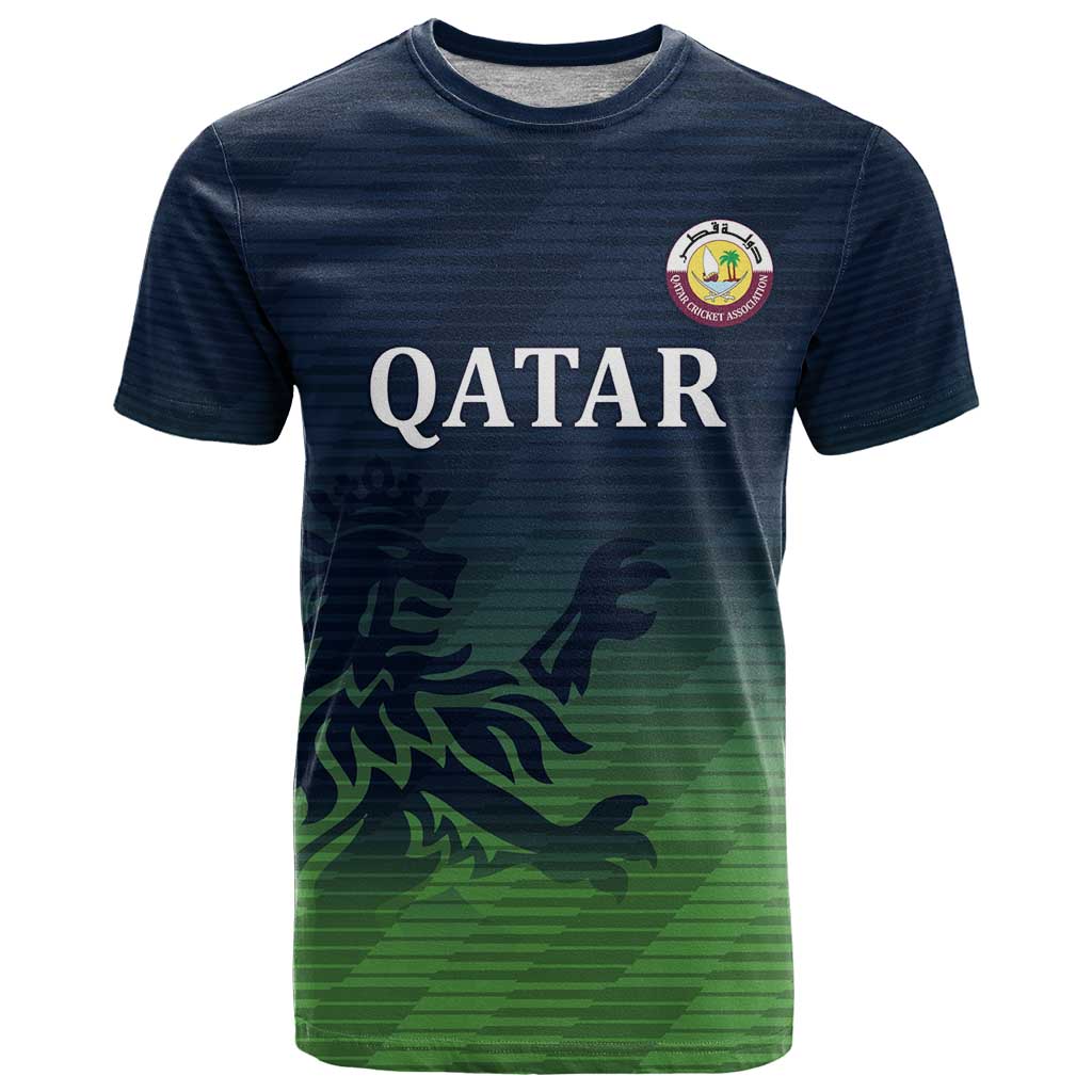 Custom Qatar Cricket T Shirt Green Sporty Pattern - Wonder Print Shop