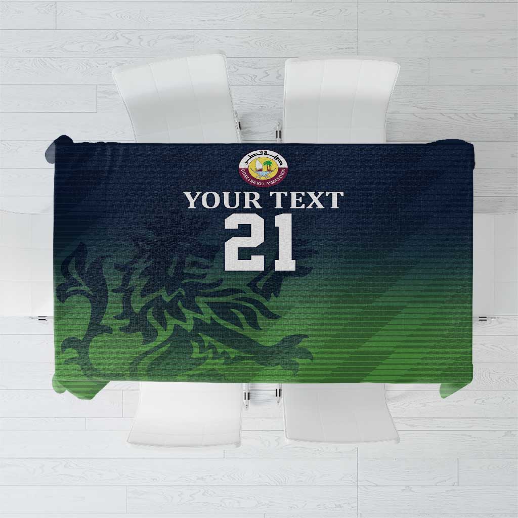 Custom Qatar Cricket Tablecloth Green Sporty Pattern - Wonder Print Shop