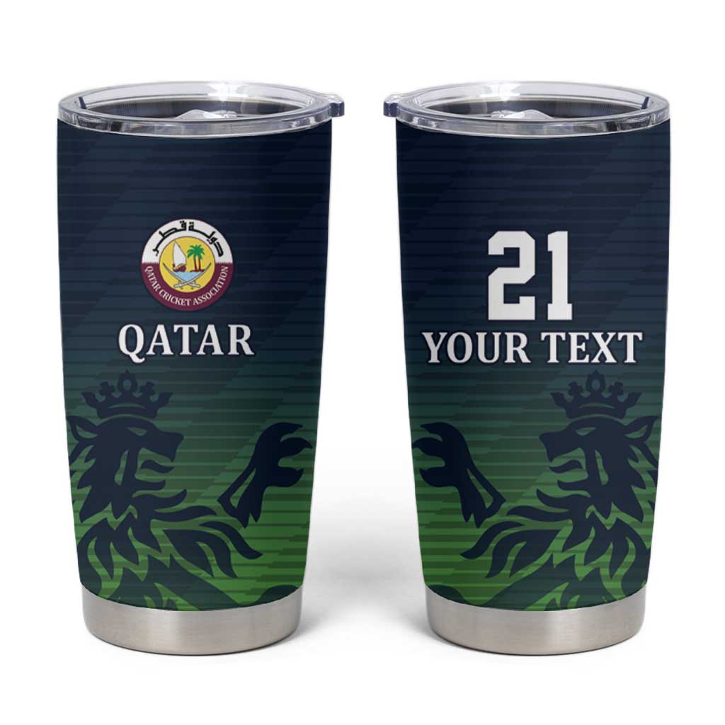 Custom Qatar Cricket Tumbler Cup Green Sporty Pattern - Wonder Print Shop
