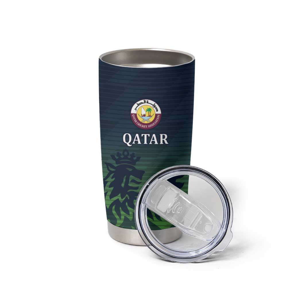 Custom Qatar Cricket Tumbler Cup Green Sporty Pattern - Wonder Print Shop