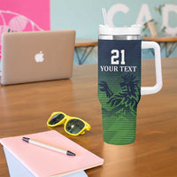 Custom Qatar Cricket Tumbler With Handle Green Sporty Pattern - Wonder Print Shop