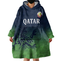 Custom Qatar Cricket Wearable Blanket Hoodie Green Sporty Pattern - Wonder Print Shop