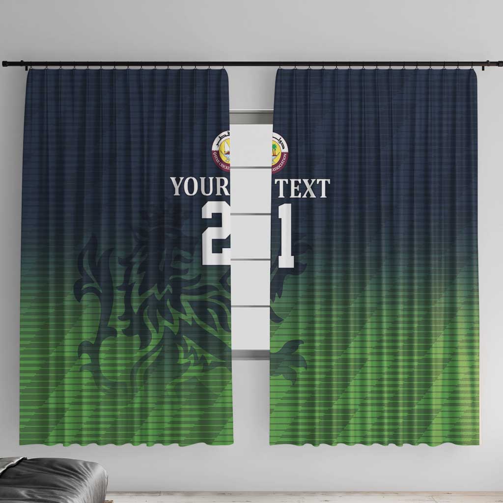Custom Qatar Cricket Window Curtain Green Sporty Pattern - Wonder Print Shop