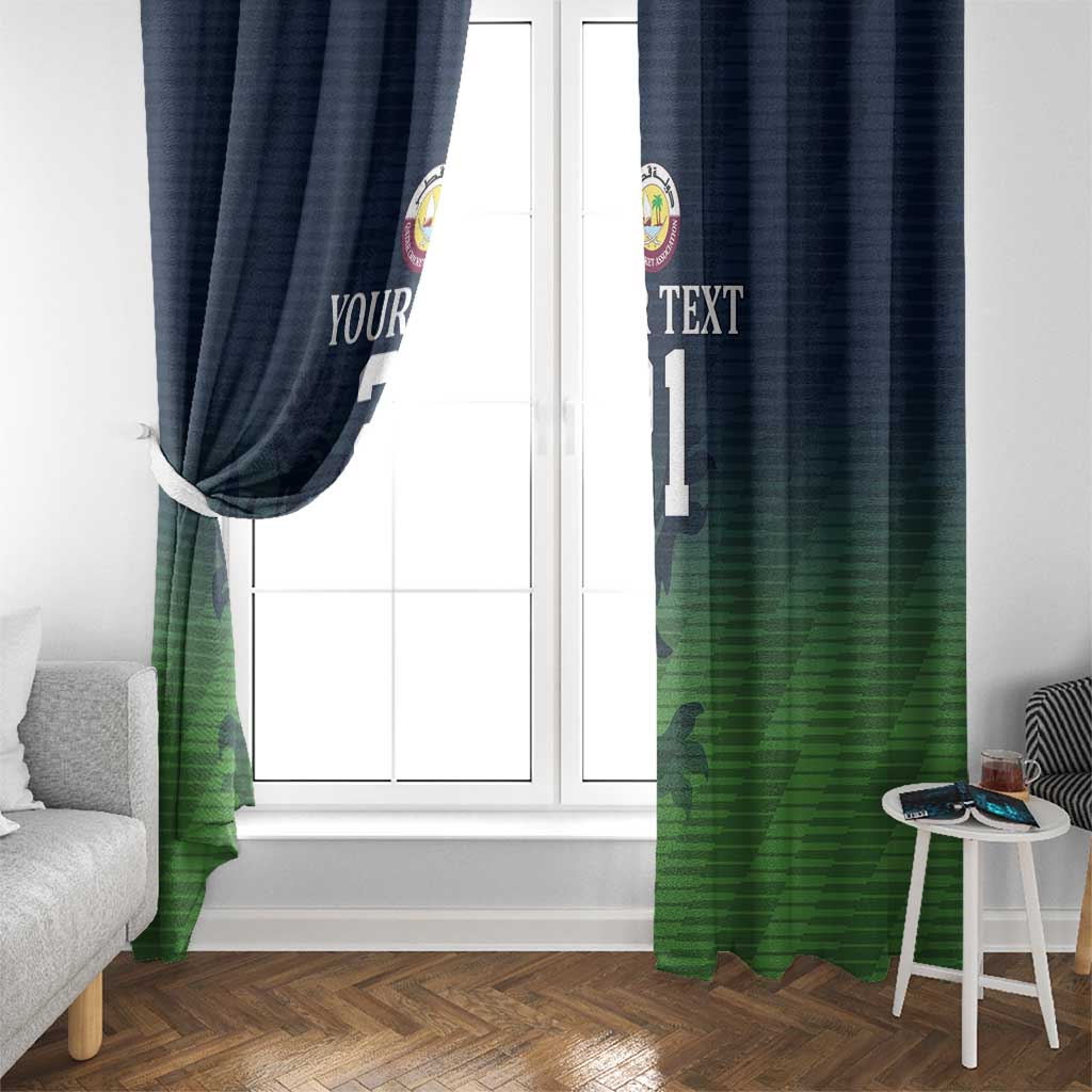 Custom Qatar Cricket Window Curtain Green Sporty Pattern - Wonder Print Shop