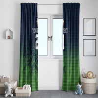 Custom Qatar Cricket Window Curtain Green Sporty Pattern - Wonder Print Shop