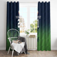 Custom Qatar Cricket Window Curtain Green Sporty Pattern - Wonder Print Shop