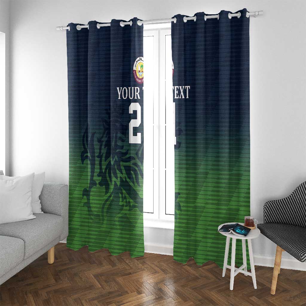 Custom Qatar Cricket Window Curtain Green Sporty Pattern - Wonder Print Shop