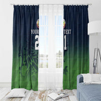 Custom Qatar Cricket Window Curtain Green Sporty Pattern - Wonder Print Shop