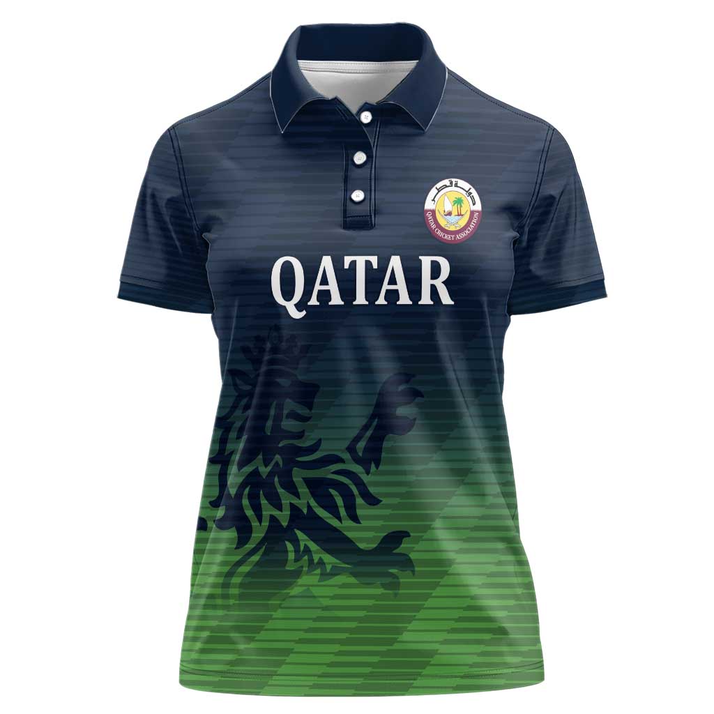 Custom Qatar Cricket Women Polo Shirt Green Sporty Pattern - Wonder Print Shop