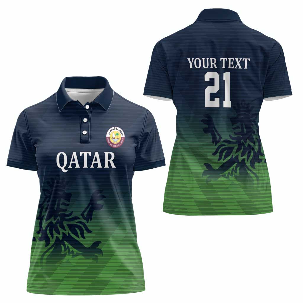 Custom Qatar Cricket Women Polo Shirt Green Sporty Pattern - Wonder Print Shop