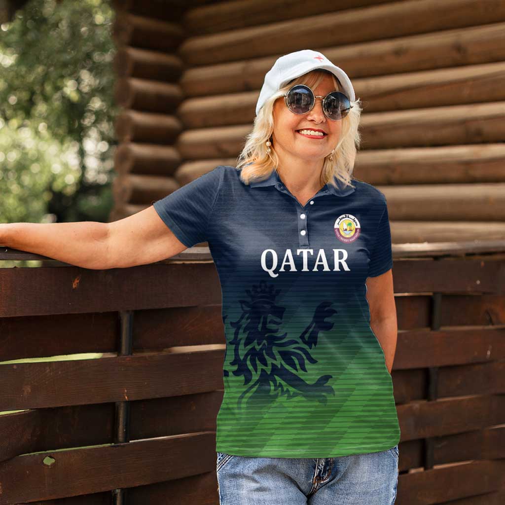 Custom Qatar Cricket Women Polo Shirt Green Sporty Pattern - Wonder Print Shop